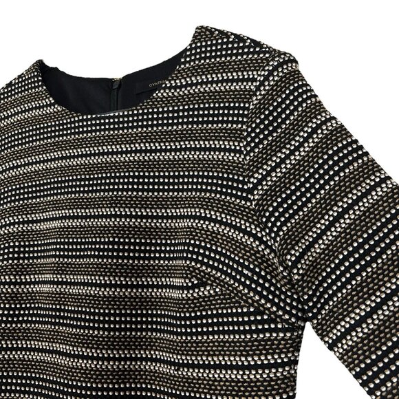 Cynthia Steffe Tweed Boucle Wool Blend Striped Cocktail Dress Black Tan Size 8 - Picture 4 of 9